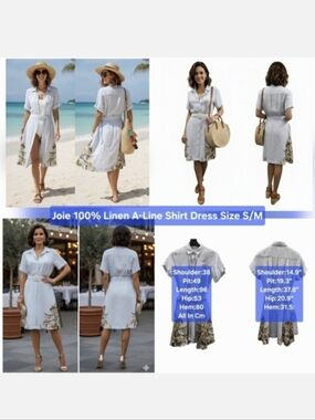 Joie 100% Linen A-Line Shirt Dress​Size S/M